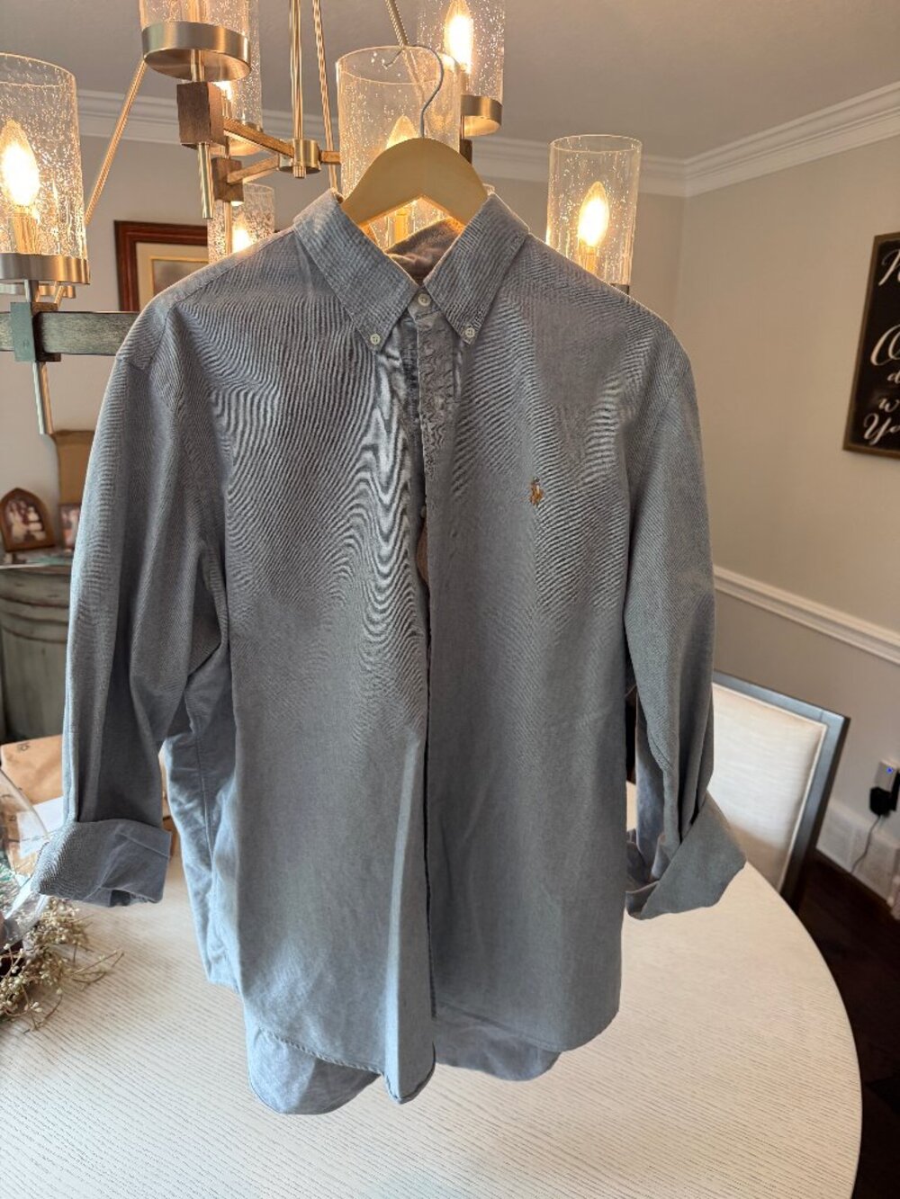 Ralph Lauren Men's Gray Button-Down Shirt XL Long Sleeve